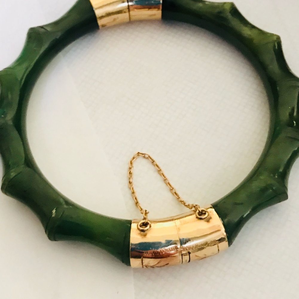 Bundle 3 jade 14k gold natural genuine jade state sale - Picture 8 of 9